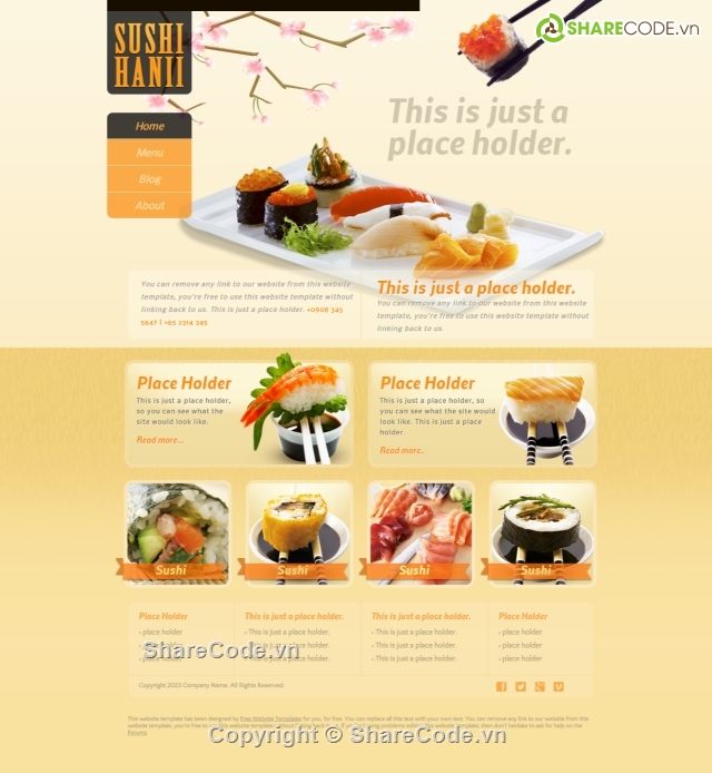 Website bán hàng,template bán sushi,website đồ ăn nhanh,web bán đồ ăn